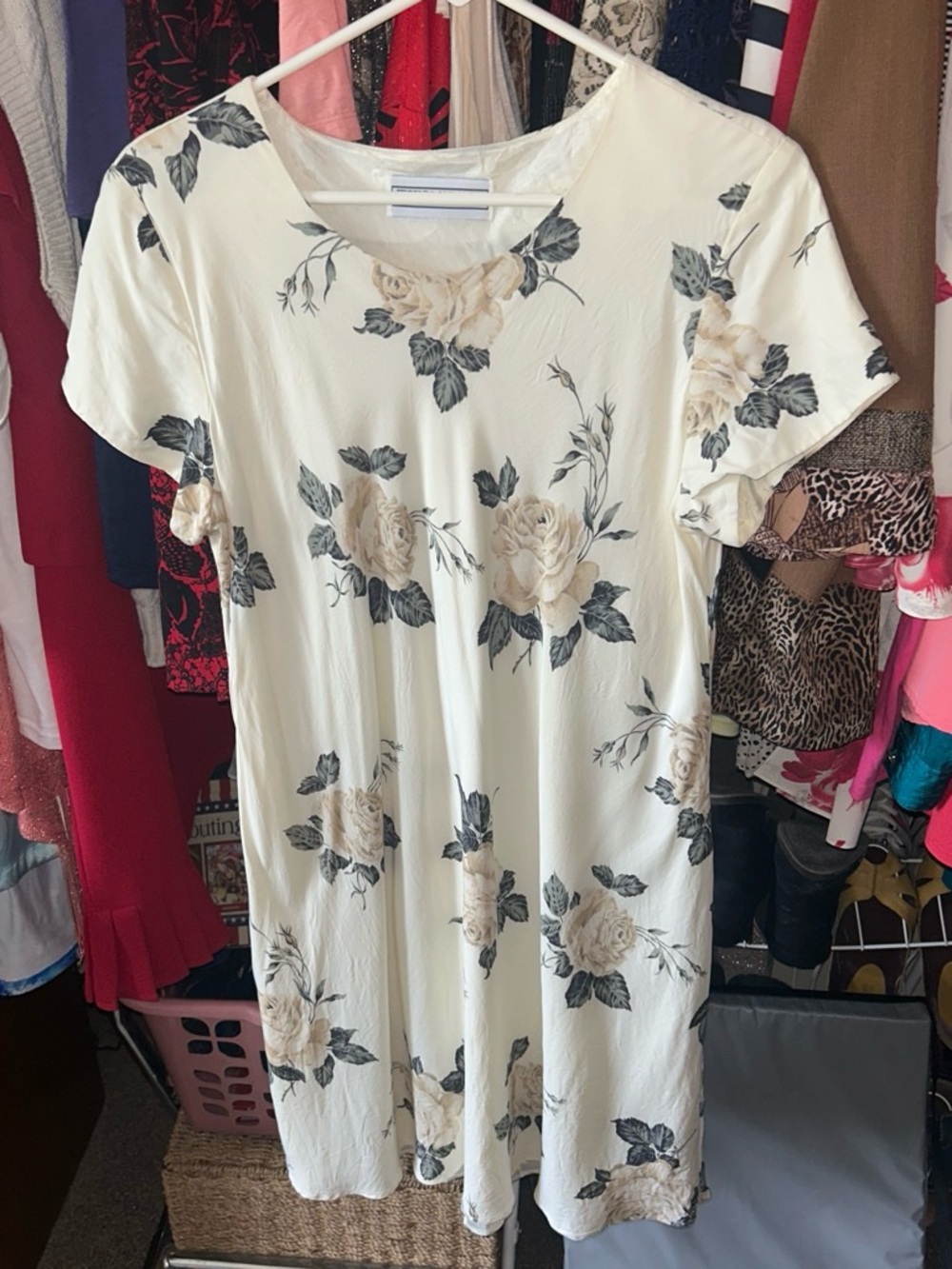 Jessica Howard Cream Floral Midi Dress with Beige Roses